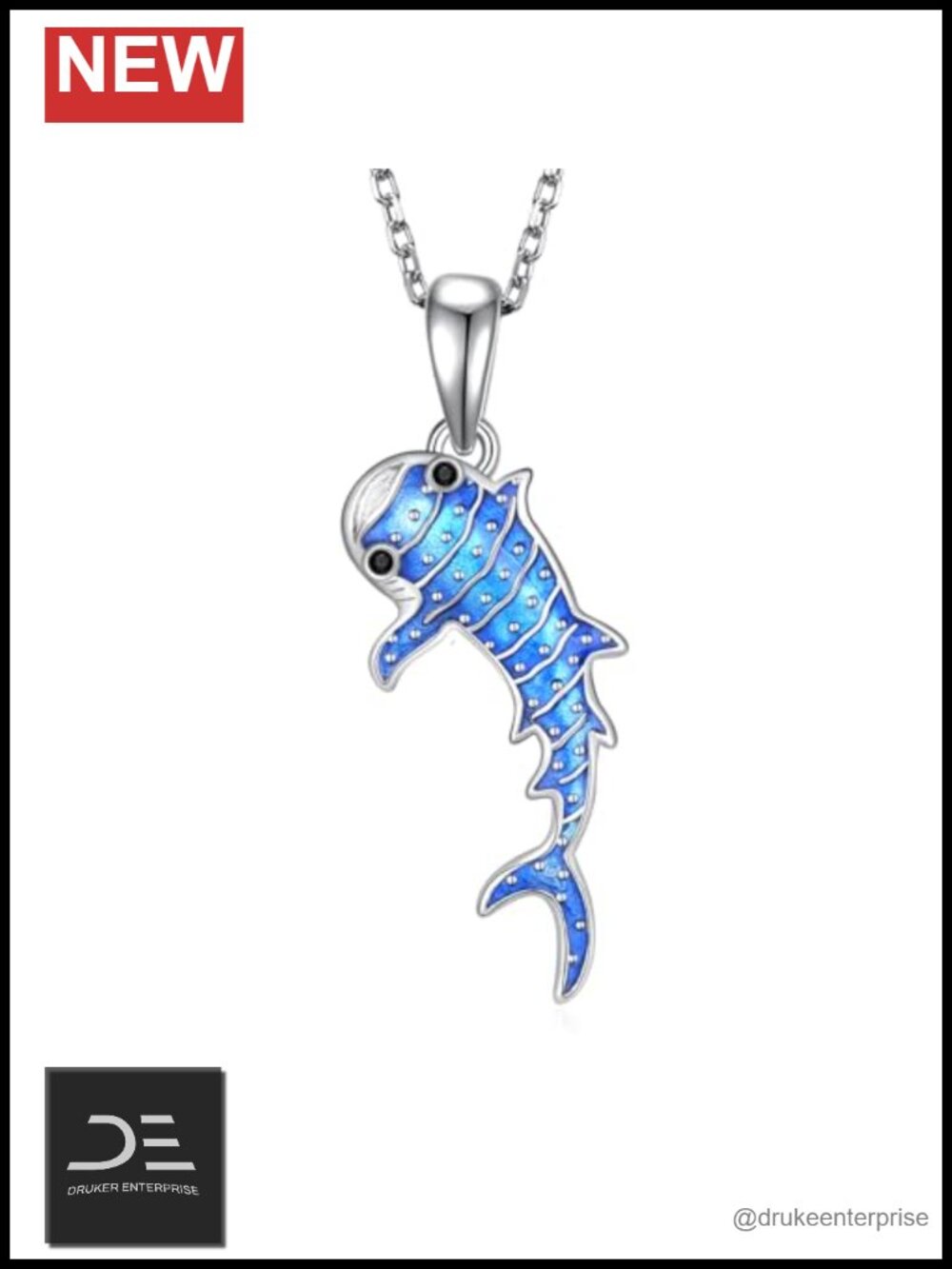 Whale Shark Necklace 925 Sterling Silver Pendant Ocean Animal Jewelry Gift